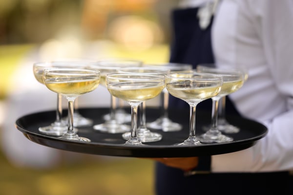 Drinks being served at the wedding reception