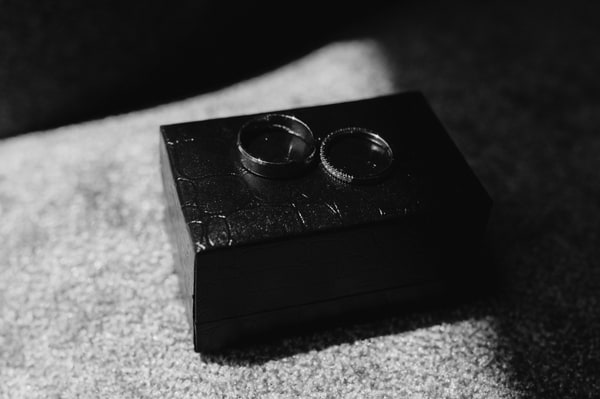 Wedding rings in a small presentation box