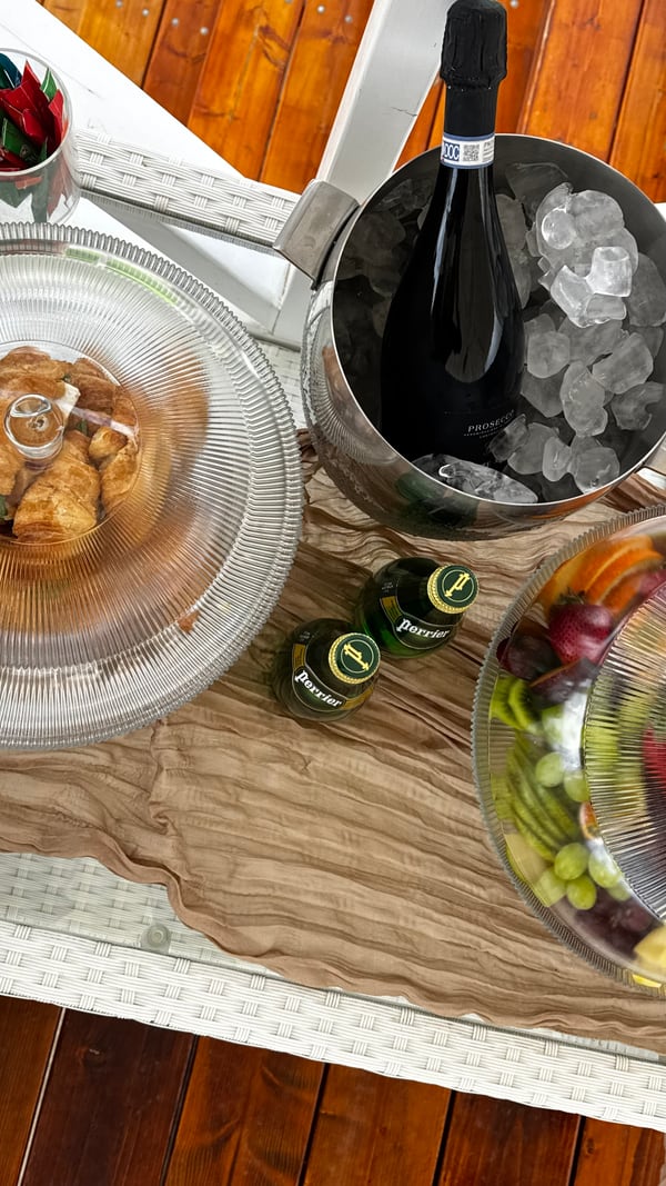 Food under glass covers on the picnic table
