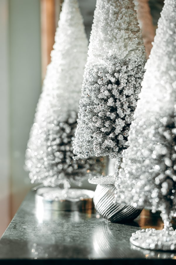 Small white decorative winter trees